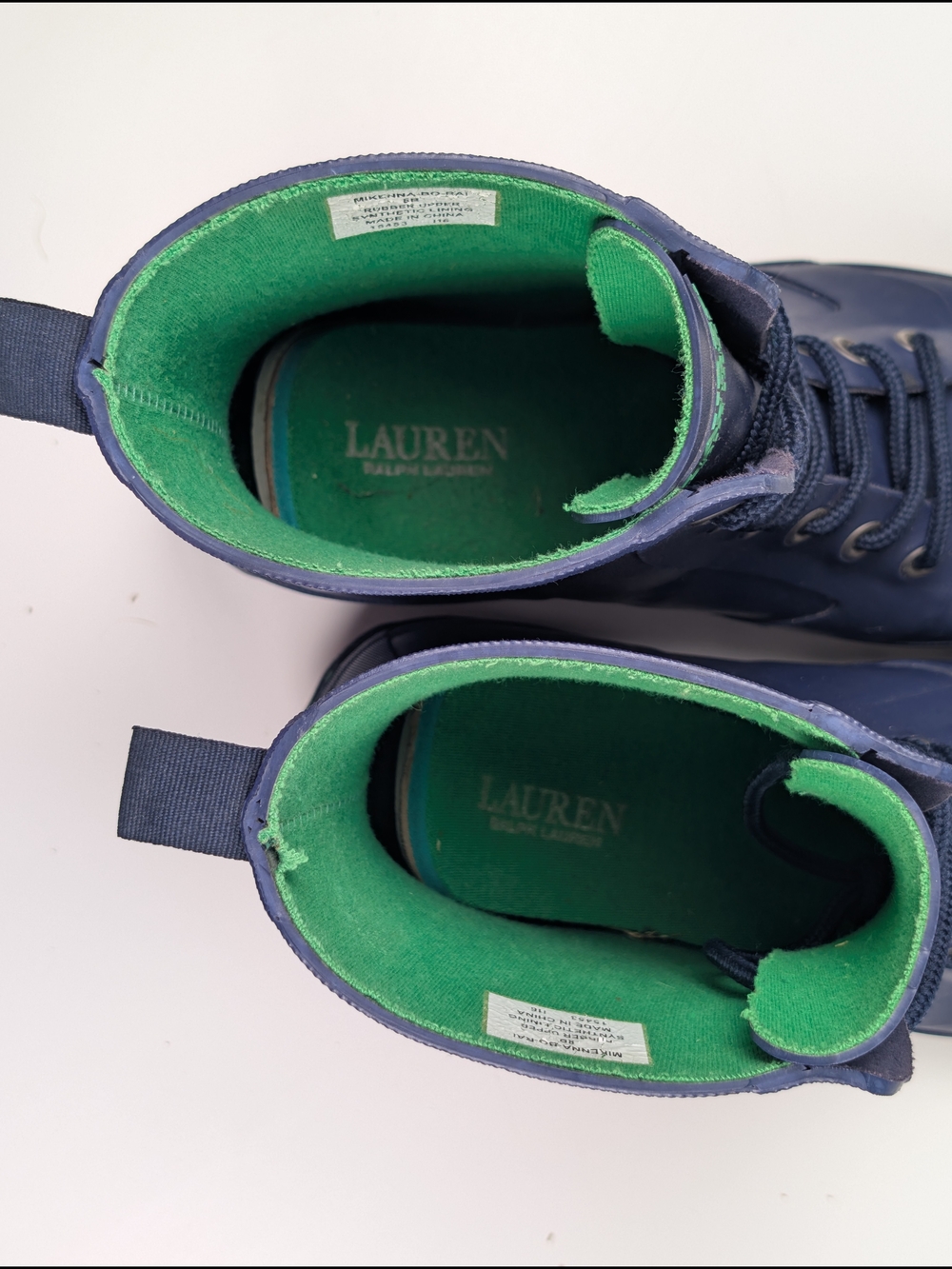 Lauren Ralph Lauren Womens 8B Mikenna Navy Blue Rubber Lace Up Ankle Rain Boots - Picture 6 of 6